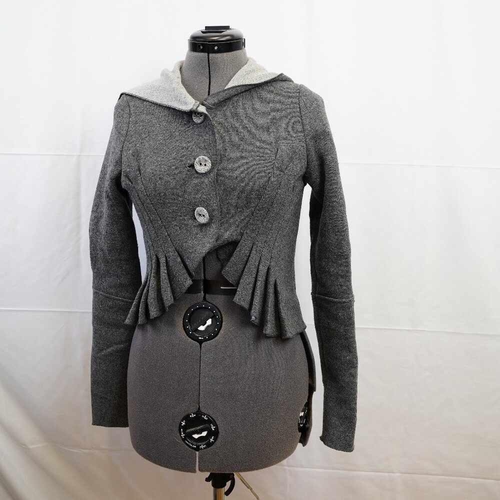 Hazel short wool blend grey jacket, size-S, with hood